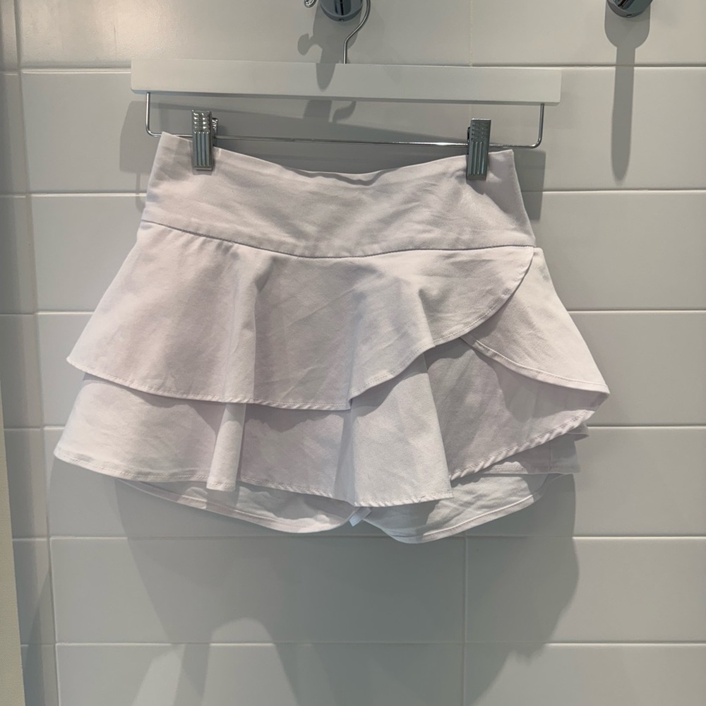 White Ruffle Mini Skort